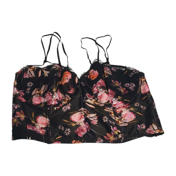 Victoria's Secret NWT Bustier Corset Top 34DD Black Floral Strappy Lace Trim - Picture 4 of 16